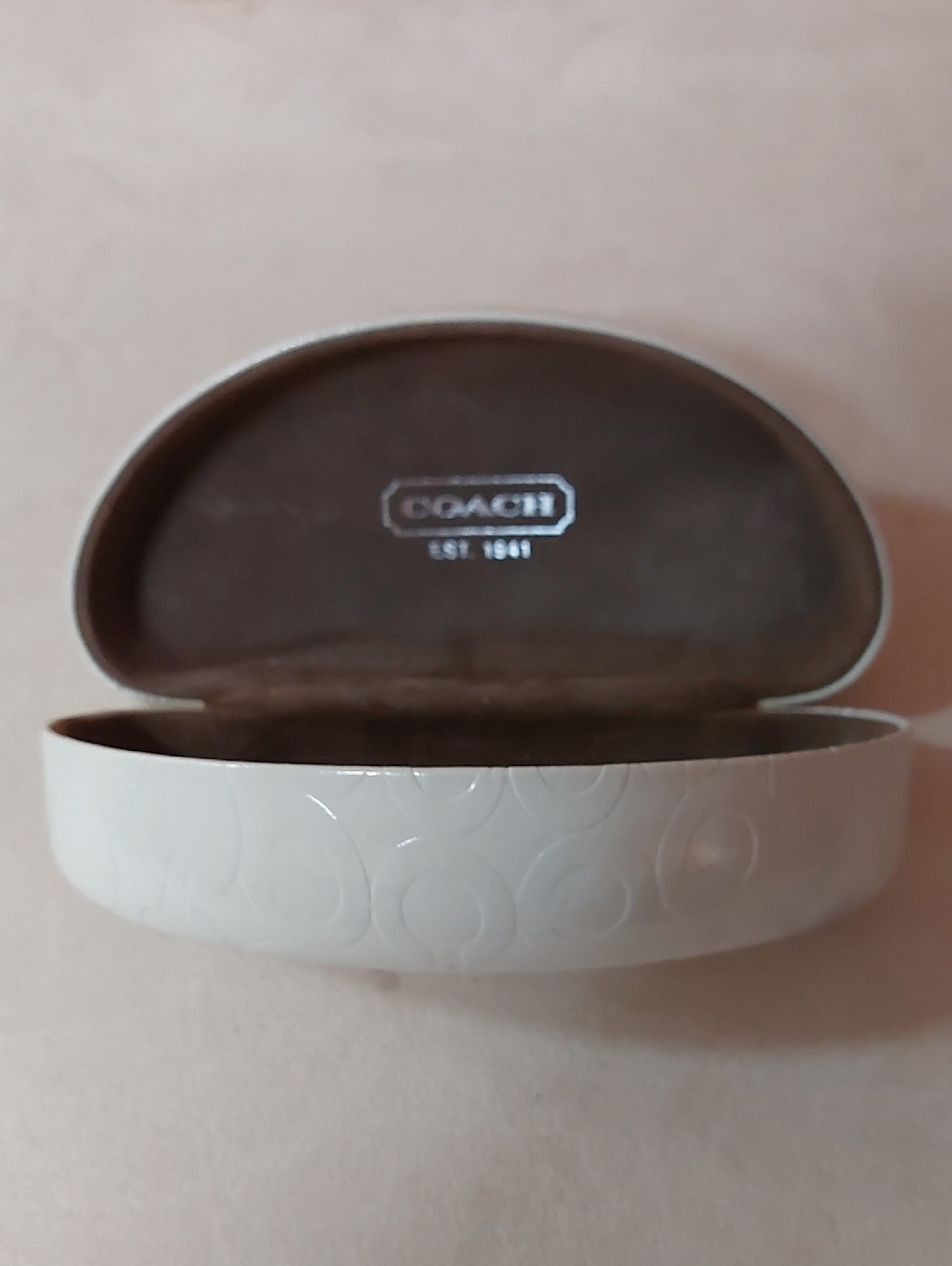 Coach White Glossy Embossed Sunglasses Case